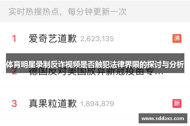 体育明星录制反诈视频是否触犯法律界限的探讨与分析
